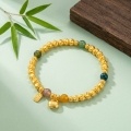 wholesale 24K Elegant Multi-Gemstone Beaded Bracelet Featuring Textured Metallic Accents and Symbolic Charms-0-1