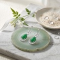 wholesale 925 Sterling Silver Butterfly Green Jade Teardrop Cubic Zirconia Drop Earrings For Women-0-2