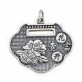 wholesale 925 Sterling Silver  Cloud-Shaped Pendant with Chinese Characters and Wave Patterns-0-0