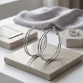wholesale 925 Sterling Silver Triple-Layered  Hoop Earrings with Click-Top Closure-0-2