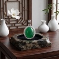 wholesale 925 Sterling Silver Elegant Oval Green Gemstone Pendant with CZ Accents in  Setting-0-2