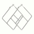 wholesale 925 Sterling Silver  Square Hoop Earring with Nested Design-0-0