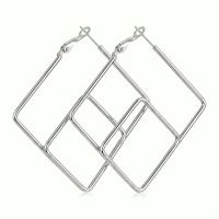 wholesale 925 Sterling Silver  Square Hoop Earring with Nested Design-undefined