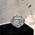 wholesale 925 Sterling Silver  Cloud-Shaped Pendant with Chinese Characters and Wave Patterns-0-2