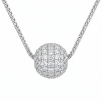 wholesale 925 Sterling Silver Moissanite Ball Pendant Necklace Braided Chain Jewelry For Women-