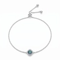 wholesale 925 Sterling Silver Blue Moissanite Cushion Halo Adjustable Box Chain Bracelet For Women-0-0