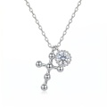 wholesale 925 Sterling Silver Beaded Cross Moissanite Pendant Necklace For Women-0-0
