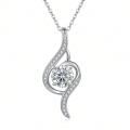 wholesale 925 Sterling Silver Round Moissanite Swirl Pendant Necklace For Women With Chain-0-0