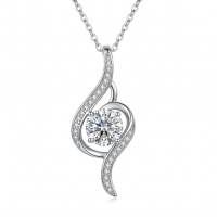 wholesale 925 Sterling Silver Round Moissanite Swirl Pendant Necklace For Women With Chain-