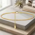 wholesale 925 Sterling Silver Gold Twisted Rope Chain Anklets Wholesale with Adjustable Length and Sterling  Charm-0-1
