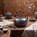 wholesale 999 Pure Silver Handcrafted Silver Teapot With Mountain Landscape Engraving And Green Jade Finial - Handicraft-0-2