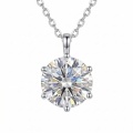 wholesale 925 Sterling Silver Round Moissanite Solitaire Pendant Necklace With Chain For Women-0-0