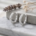 wholesale 925 Sterling Silver  Textured Hoop Earring with Turquoise Accent-0-2