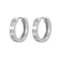 wholesale 925 Sterling Silver  Screw-Detail Huggie Hoop Earring-undefined