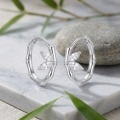 wholesale 925 Sterling Silver Bamboo Hoop Earrings With Marquise Zirconia Leaves For Women-0-2