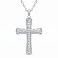 wholesale 925 Sterling Silver Moissanite Cross Pendant Necklace With Chain For Women-0-0