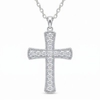 wholesale 925 Sterling Silver Moissanite Cross Pendant Necklace With Chain For Women-
