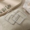 wholesale 925 Sterling Silver  Square Hoop Earring with Nested Design-0-2