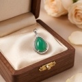 wholesale 925 Sterling Silver Teardrop Green Chalcedony Pendant With Cubic Zirconia For Women-0-1