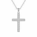 wholesale 925 Sterling Silver Moissanite Cross Pendant Necklace With Chain For Women-0-0