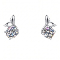 wholesale 925 Sterling Silver Mermaid Tail Moissanite Stud Earrings For Women-