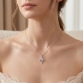 wholesale 925 Sterling Silver Round Moissanite Swirl Pendant Necklace For Women With Chain-0-1