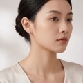 wholesale 925 Sterling Silver Bamboo Hoop Earrings With Marquise Zirconia Leaves For Women-0-4