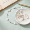 wholesale 925 Sterling Silver White Four Leaf Clover Bead Chain Bracelet For Women-0-2