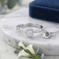 wholesale 925 Sterling Silver Round Cubic Zirconia Halo Adjustable Twist Band Ring For Women-0-2