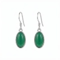 wholesale 925 Sterling Silver Oval Green Onyx Cabochon Drop Earrings For Women-0-0