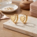 wholesale 925 Sterling Silver Gold Plated Hammered Heart Hoop Earrings For Women-0-1