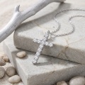 wholesale 925 Sterling Silver Moissanite Cross Pendant Necklace With Chain For Women-0-9