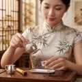 wholesale 999 Pure Silver Hammered Teapot Engraved Panda Bamboo Gold Plated Jade Lid Knob-0-3