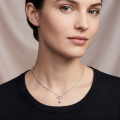 wholesale 925 Sterling Silver Round Moissanite Drop Pendant Necklace Station Chain For Women-0-3