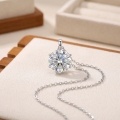 wholesale 925 Sterling Silver Round Moissanite Solitaire Pendant Necklace With Chain For Women-0-4