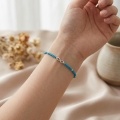 wholesale 925 Sterling Silver Infinity Cubic Zirconia Turquoise Beaded Anklet For Women-0-3