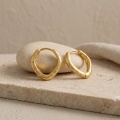 wholesale 925 Sterling Silver Elegant Organic Textured Metallic Hoop Earring with Sculptural Silhouette-0-2