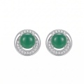 wholesale 925 Sterling Silver Elegant Green Gemstone Ring With Cz Accents In  Setting-0-0