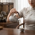 wholesale 999 Pure Silver Teapot Dragon Cloud Relief Pixiu Lid Rattan Wrapped Handle Kettle-0-3