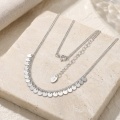 wholesale 925 Sterling Silver Sterling  Delicate Chain Necklace With Adjustable Length And Circular Pendants-0-2
