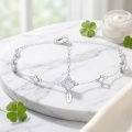 wholesale 925 Sterling Silver Sterling  Clover Charm Bracelet with Pearl Accents-0-2