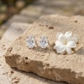 wholesale 925 Sterling Silver Elegant Oval CZ Stud Earrings in Four-Prong White Gold Setting-0-2