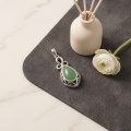 wholesale 925 Sterling Silver Teardrop Green Jade Pendant Filigree Knot Design Jewelry For Women-0-1