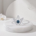 wholesale 925 Sterling Silver Butterfly Pendant Necklace With Round Blue Moissanite For Women-0-7