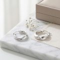 wholesale 925 Sterling Silver Twisted Hoop Earrings For Women Polished Oval Lightweight Jewelry Gift-0-3