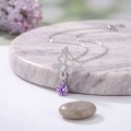 wholesale 925 Sterling Silver Butterfly Pendant Necklace With Purple Moissanite Drop For Women-0-1