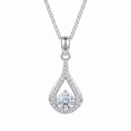 wholesale 925 Sterling Silver Elegant Teardrop CZ Pendant Necklace with Sparkling Accents-0-0