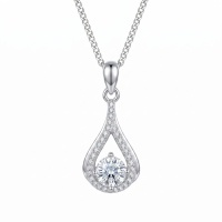 wholesale 925 Sterling Silver Elegant Teardrop CZ Pendant Necklace with Sparkling Accents-undefined