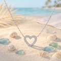 wholesale 925 Sterling Silver Elegant Sterling  Cz Heart Pendant Necklace-0-2