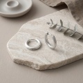wholesale 925 Sterling Silver Brushed Finish Chunky Hoop Earrings For Women-0-1